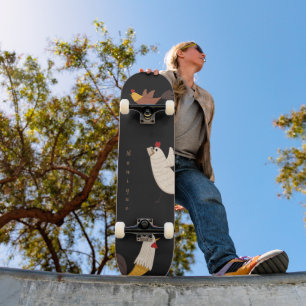 gekke kippen moderne boerenmonogram skateboar persoonlijk skateboard