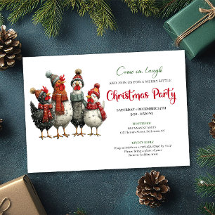 Gekke Kippen Watercolor Kerstfeest Uitnodigingen