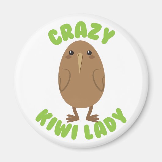 gekke kiwi dame cirkel magneet (Voorkant)