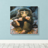 Gekke kleine aap canvas afdruk (Insitu (Houten vloer))