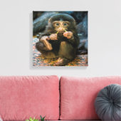 Gekke kleine aap canvas afdruk (Insitu (Woonkamer))