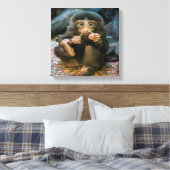 Gekke kleine aap canvas afdruk (Insitu (Slaapkamer))