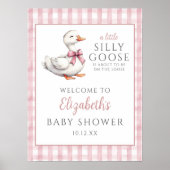 Gekke kleine gans roze Baby shower welkomstbord Poster (Voorkant)