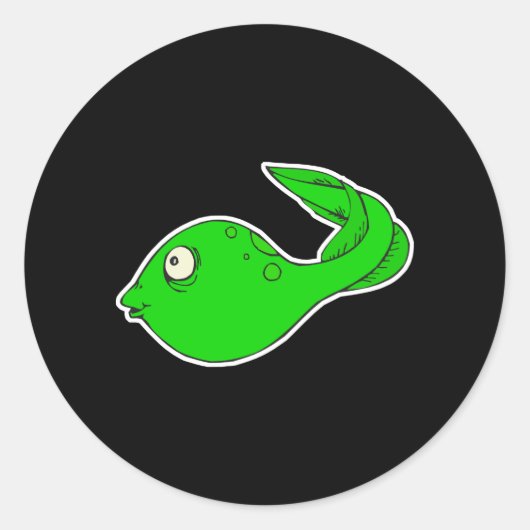 gekke kleine kikkervisje ronde sticker (Voorkant)
