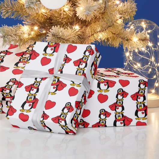 Gekke kleine Penguin Stack | Kerstmis Cadeaupapier (Feestdagen)