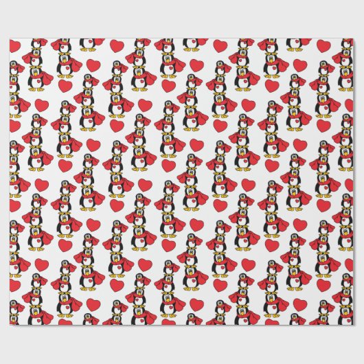 Gekke kleine Penguin Stack | Kerstmis Cadeaupapier (Vlak)