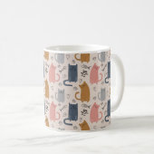 Gekke Kleurrijk Leuk Kattenpatroon Koffiemok (Voorkant rechts)