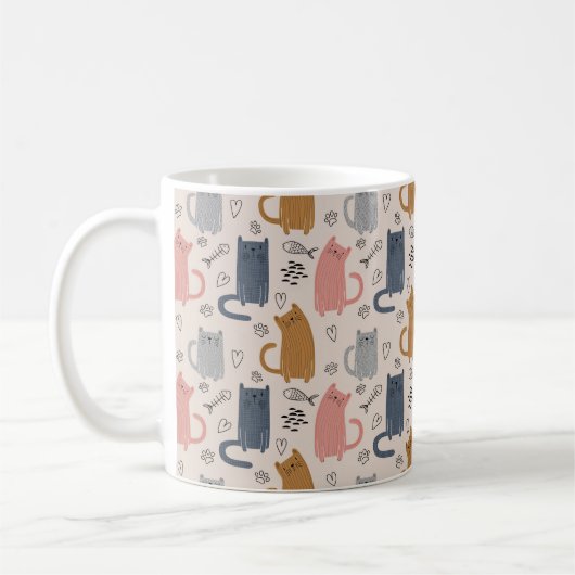 Gekke Kleurrijk Leuk Kattenpatroon Koffiemok (Links)