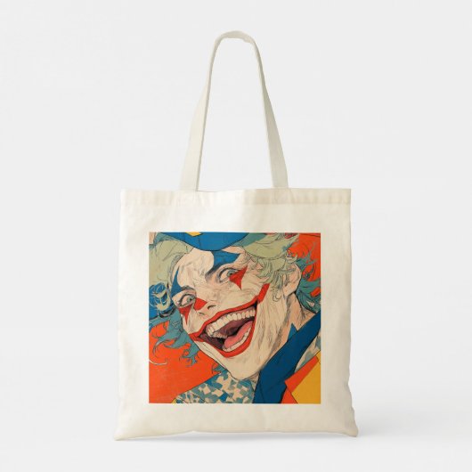 Gekke kleurrijke clown chaos: glimlach alsof je he tote bag (Achterkant)