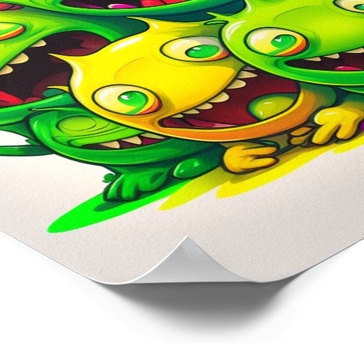 Gekke kleurrijke lachende wezens Poster (Hoek)