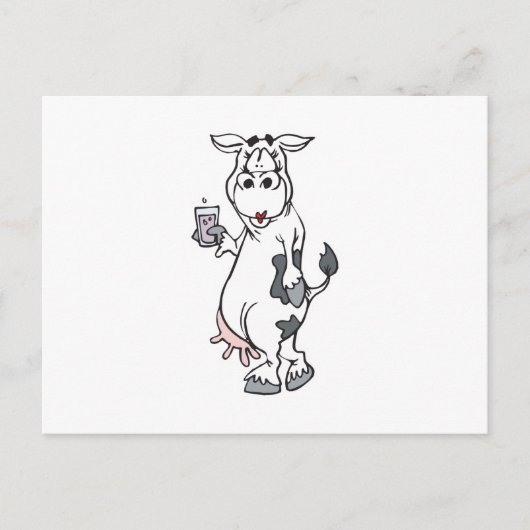 gekke koe drink melk briefkaart (Voorkant)