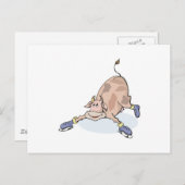 gekke koe op schaatsen van ijs briefkaart (Voorkant / Achterkant)