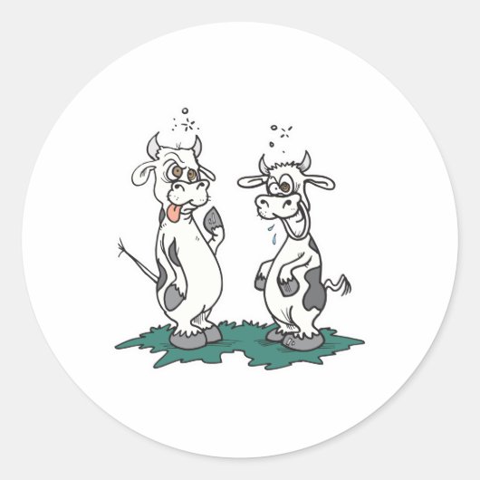 gekke koeien ronde sticker (Voorkant)