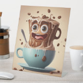 Gekke koffie - voetstuk teken reclamebord met voetstuk (Insitu)