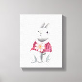 Gekke Konijn Bloem Bos Nursery Decor Canvas Afdruk (Voorkant)