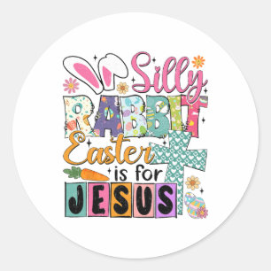 Gekke konijn Pasen Schattige konijn Christelijk Fa Ronde Sticker