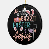 Gekke konijnenbroodrooster is voor Jezus Christeli Keramisch Ornament (Links)