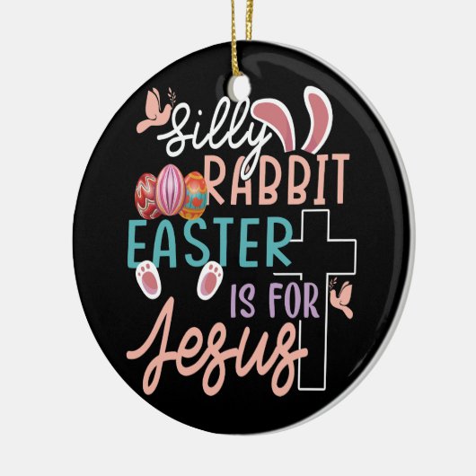 Gekke konijnenbroodrooster is voor Jezus Christeli Keramisch Ornament (Links)