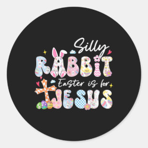 Gekke konijnenbroodrooster is voor Jezus christene Ronde Sticker