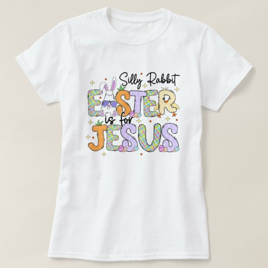 Gekke konijnenPasen is voor Jezus; Christelijk Pas T-shirt (Design voorkant)
