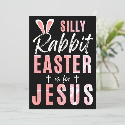 Gekke konijnenPasen is voor Jezus - Pasen Feestdagenkaart (Staand voorkant)