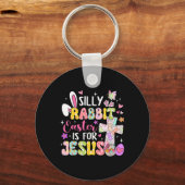 Gekke konijnenPasen is voor Jezus Religieuze Chris Sleutelhanger (Voorkant)