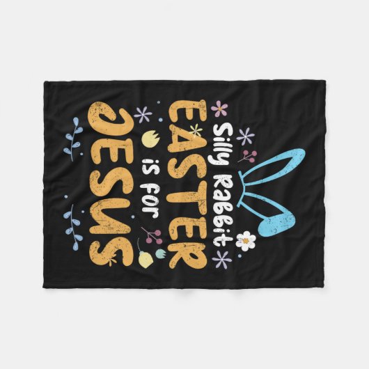 Gekke konijnenPasen voor Jezus Christelijk Pasen Fleece Deken (Voorkant (Horizontaal))