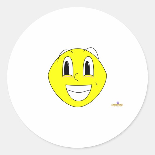 Gekke lachende citroen ronde sticker (Voorkant)