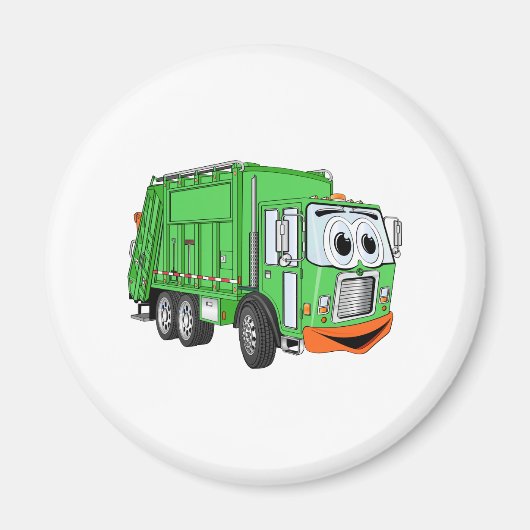 Gekke lachende vuilniswagen Cartoon Magneet (Voorkant)