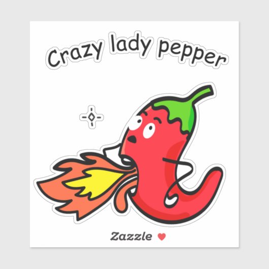 Gekke Lady Pepper Grappig Red Chili Hot Vegetables Sticker (Vel)