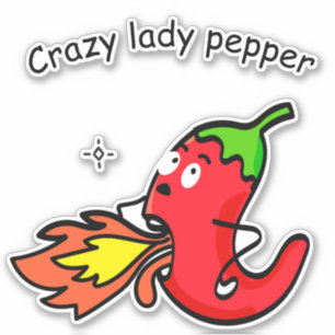 Gekke Lady Pepper Grappig Red Chili Hot Vegetables Sticker