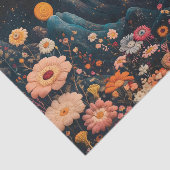 Gekke lama in een sterrenrijk bloemenlandschap tissuepapier (Detail)