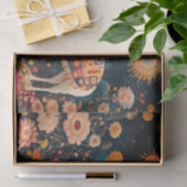 Gekke lama in een sterrenrijk bloemenlandschap tissuepapier (Geschenk)