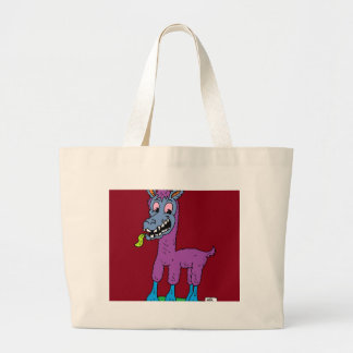 Gekke lamamanmonster grote tote bag