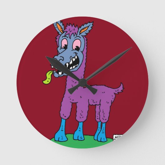 Gekke lamamanmonster ronde klok (Voorkant)