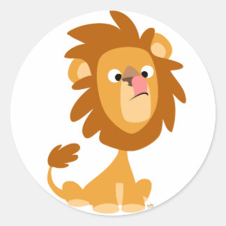 Gekke Leeuw! cartoon ronde sticker