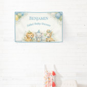 Gekke Leeuw Olifant Giraffe Pastel Jongensfeestje Spandoek (Insitu)