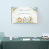 Gekke Leeuw Olifant Giraffe Pastel Jongensfeestje Spandoek (Beurs)