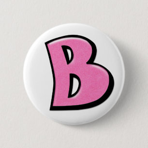 Gekke letter B roze Button