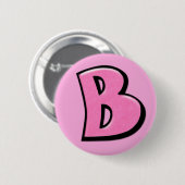 Gekke letter B roze Button (Voorkant /achterkant)