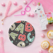 Gekke letters A-B-C-D Papieren Bordje (Feest)