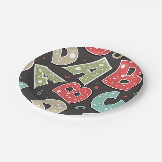 Gekke letters A-B-C-D Papieren Bordje (Gekanteld)