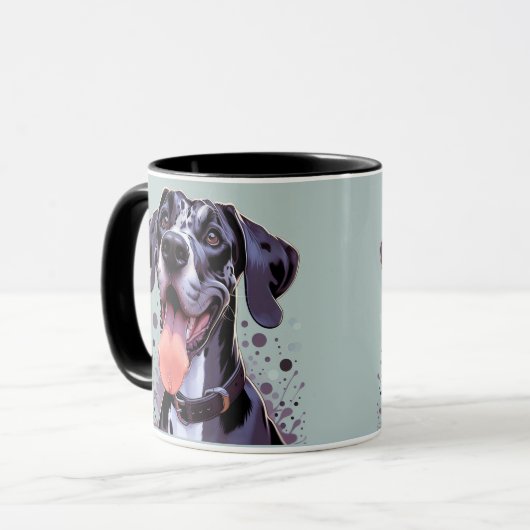 Gekke Leuk Gelukkig Groot Deen Hond Huisdier Mok (Voorkant links)