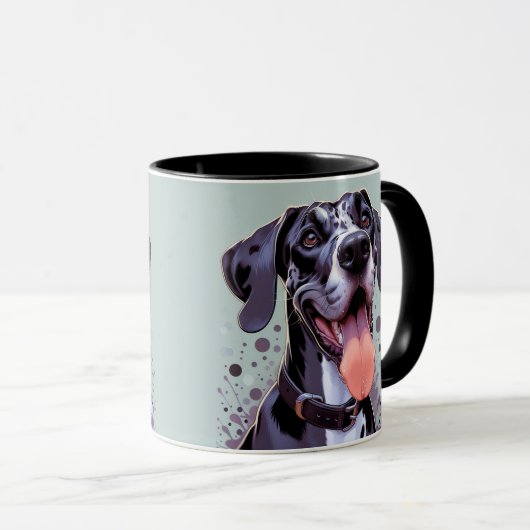 Gekke Leuk Gelukkig Groot Deen Hond Huisdier Mok (Voorkant rechts)