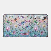 Gekke libellen met bloemen. Bewerkbare naam Bureaumat (Voorkant)