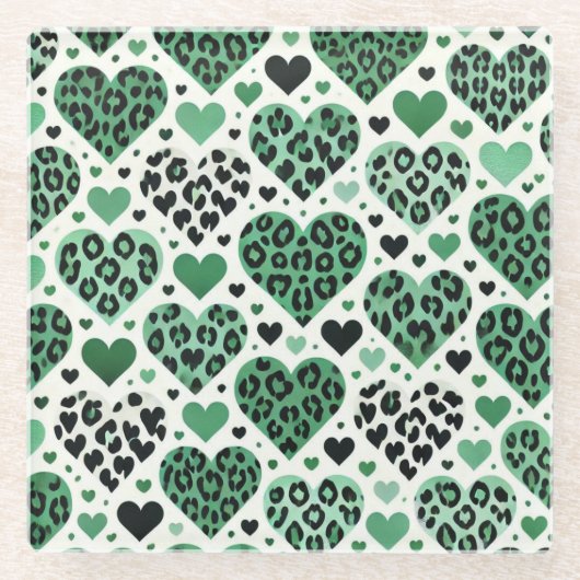 Gekke liefde (groen) glazen onderzetter (Voorkant)