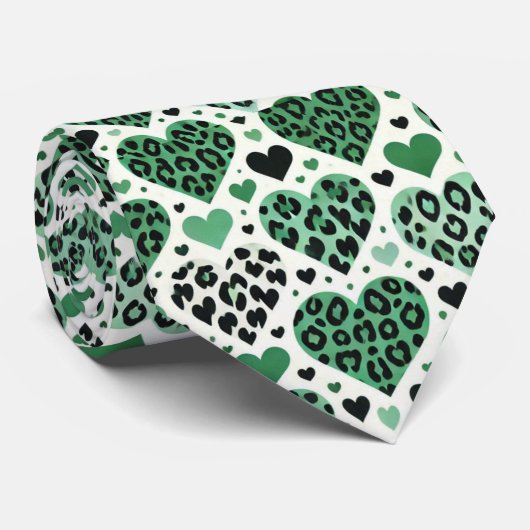 Gekke liefde (groen) stropdas (Opgerold)