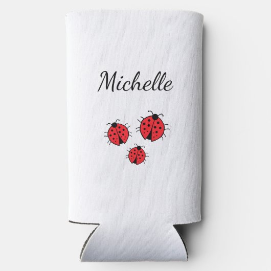 Gekke lieveheersbeestjes Illustratie Schattige Gep Seltzer Blikjeskoeler (Achterkant)