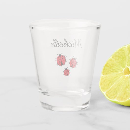 Gekke lieveheersbeestjes Illustratie Schattige Gep Shot Glas (Achterkant)