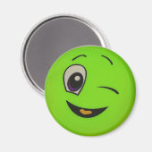 Gekke lime groene gezichtsmagneet magneet (Voorkant / Achterkant)